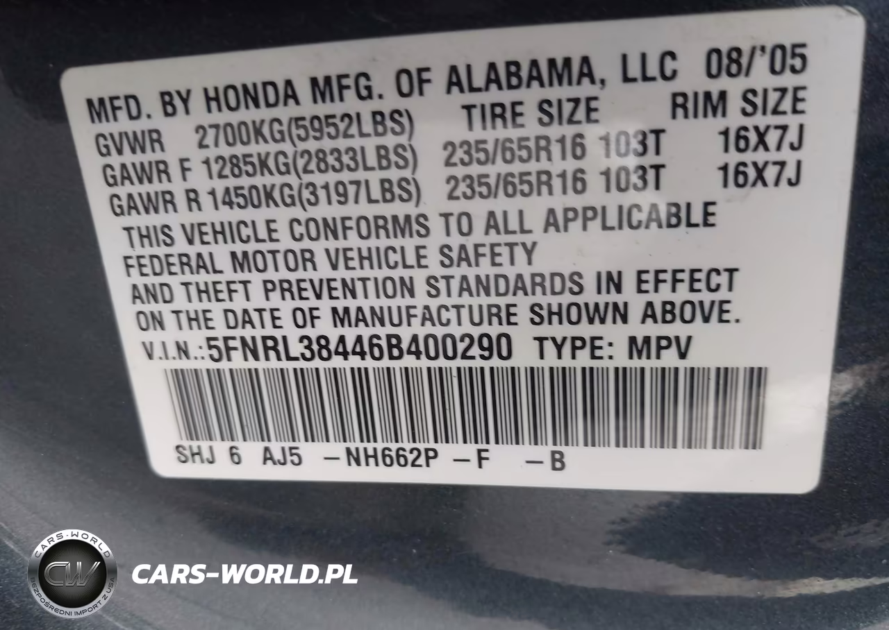 2006 Honda Odyssey Ex VIN:5FNRL38446B400290 - 9