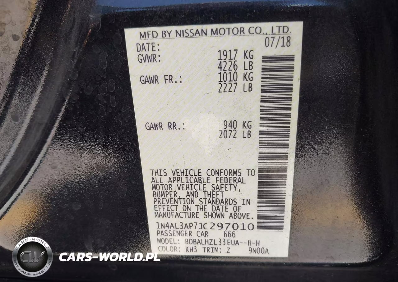 2018 Nissan Altima 2.5 Sr VIN:1N4AL3AP7JC297010 - 9
