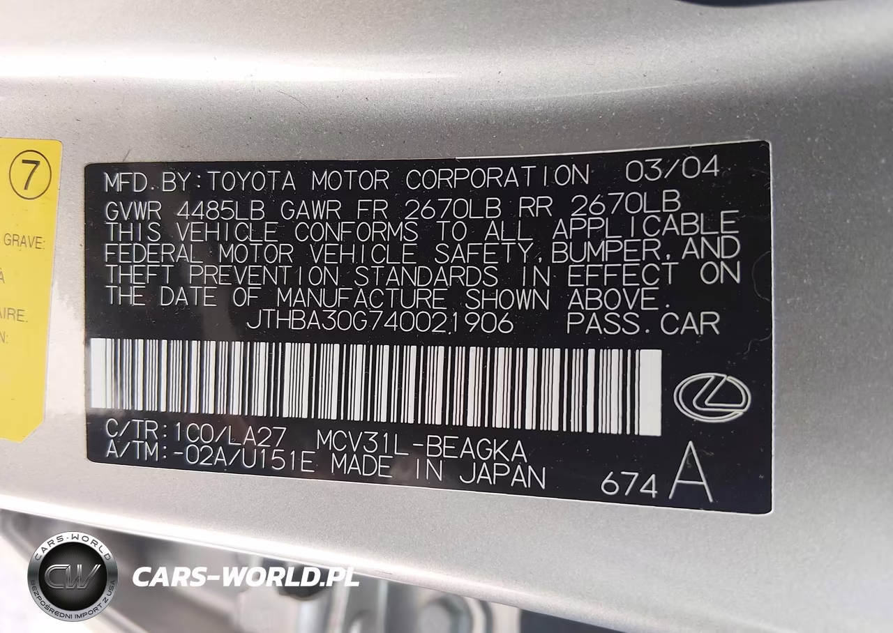 2004 Lexus Es 330 VIN:JTHBA30G740021906 - 9