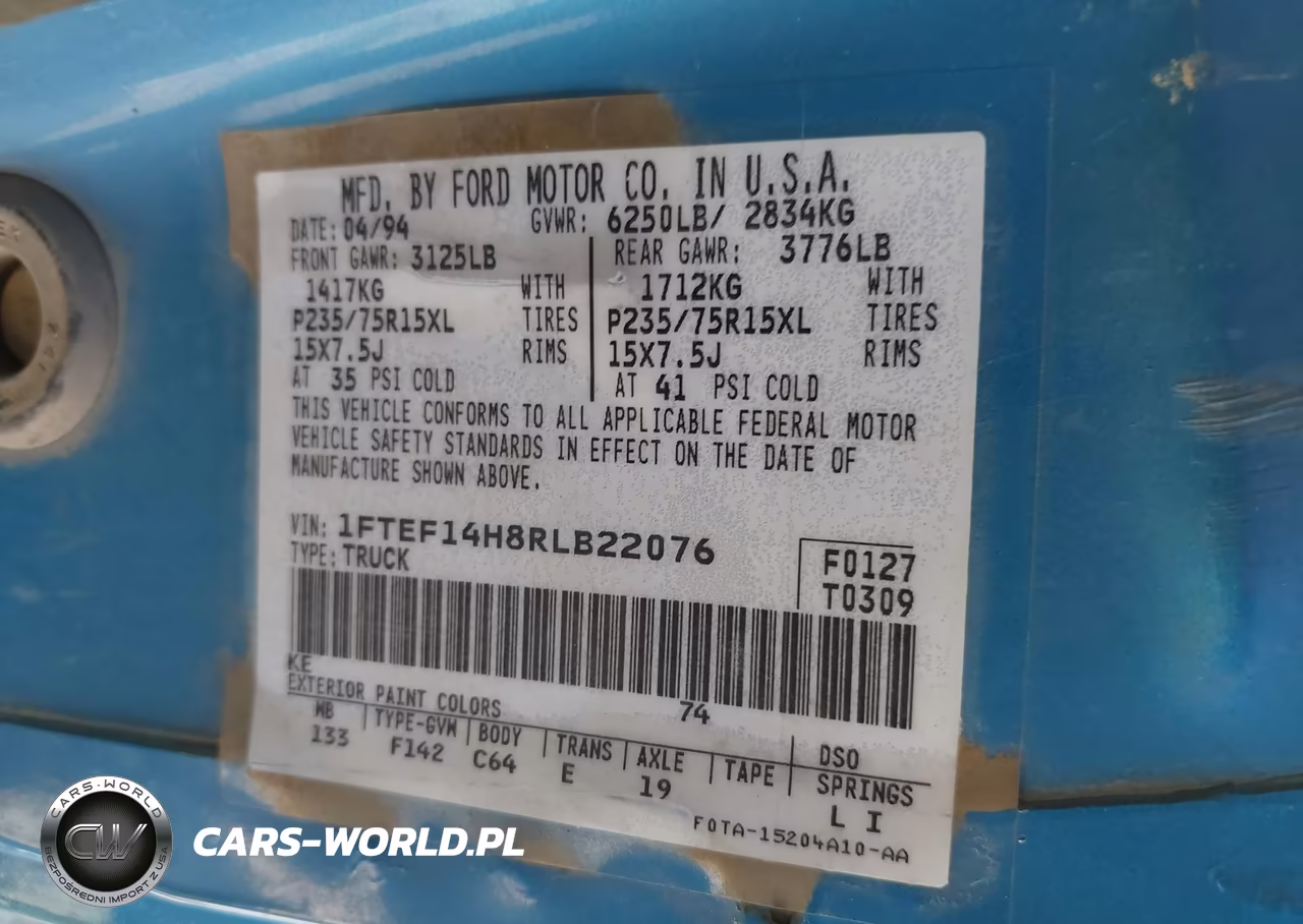 1994 Ford F150 VIN:1FTEF14H8RLB22076 - 9