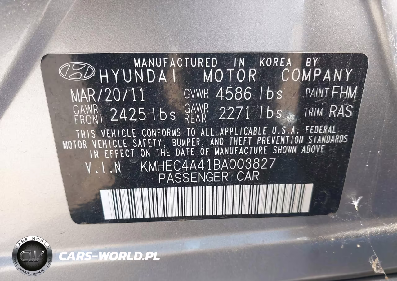 2011 Hyundai Sonata Hybrid VIN:KMHEC4A41BA003827 - 9