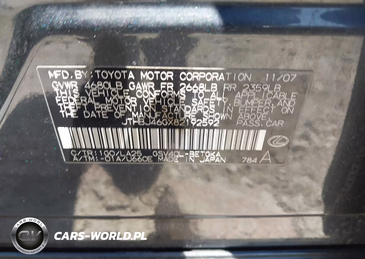 2008 Lexus Es 350 VIN:JTHBJ46GX82192592 - 9