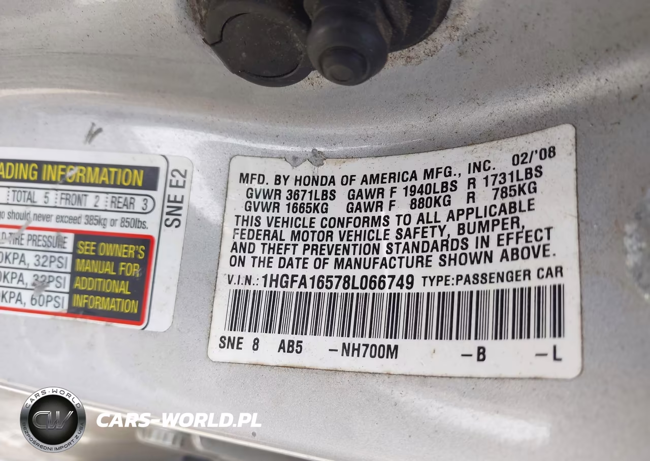2008 Honda Civic Lx VIN:1HGFA16578L066749 - 9