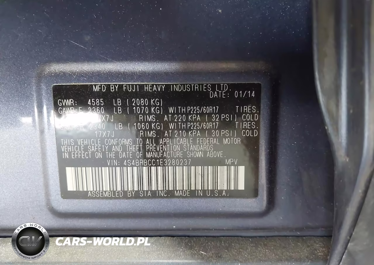 2014 Subaru Outback 2.5I Premium VIN:4S4BRBCC1E3280237 - 9