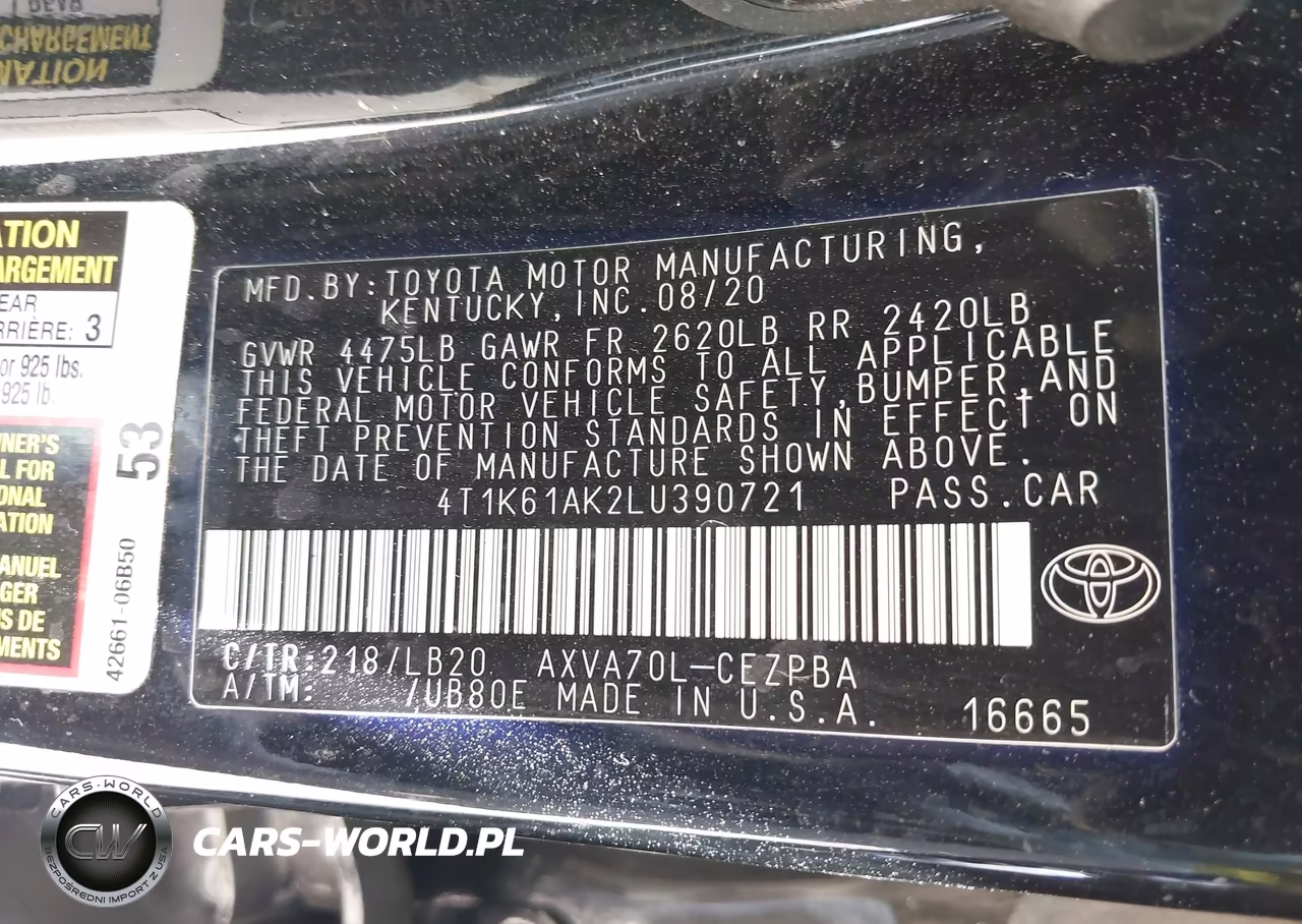 2020 Toyota Camry Xse VIN:4T1K61AK2LU390721 - 9