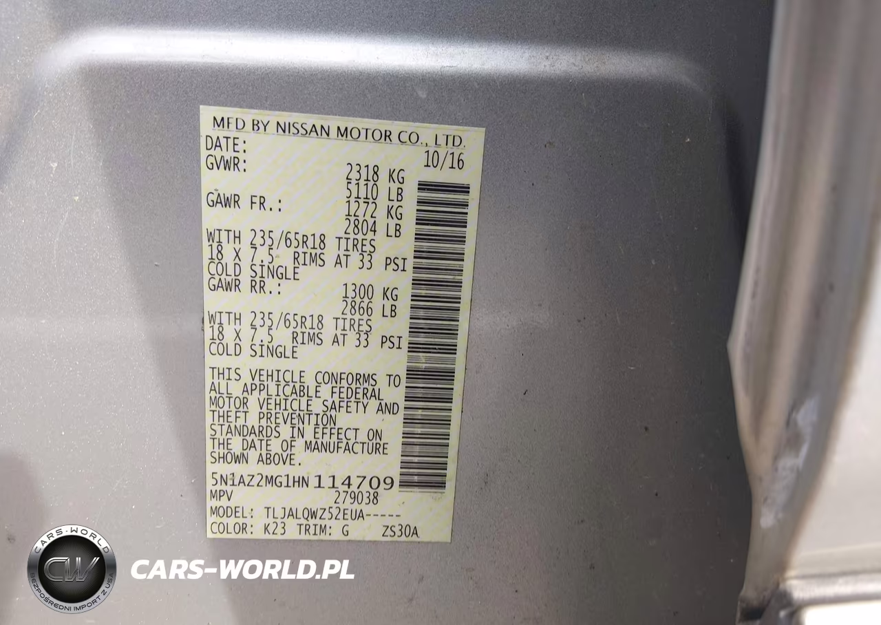 2017 Nissan Murano Sv VIN:5N1AZ2MG1HN114709 - 9