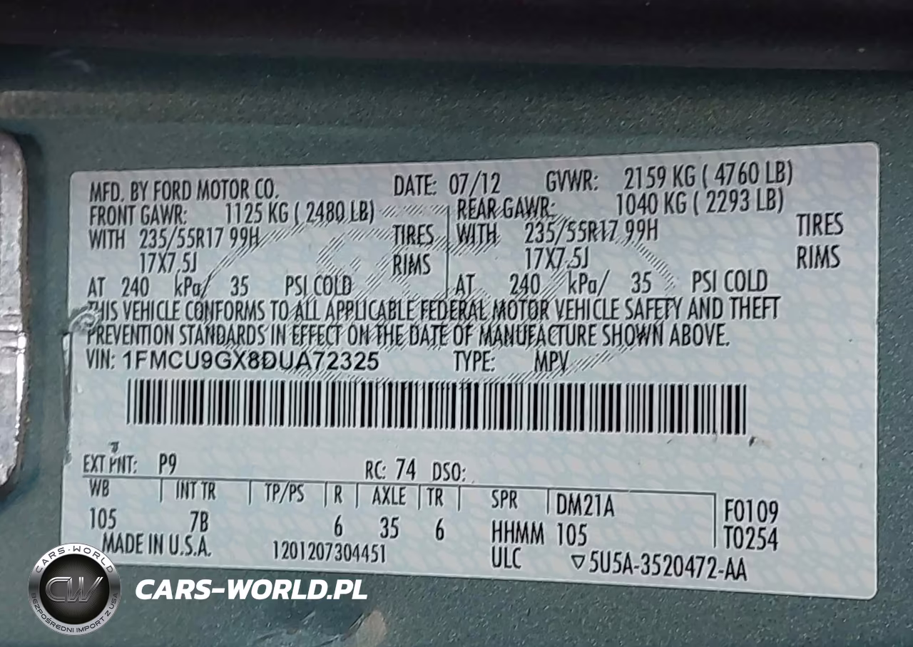 2013 Ford Escape Se VIN:1FMCU9GX8DUA72325 - 9
