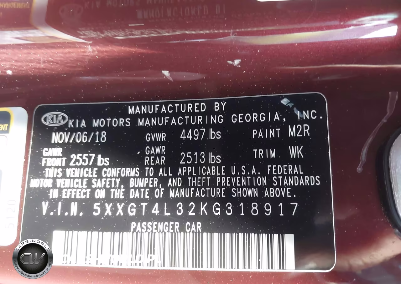 2019 Kia Optima Lx VIN:5XXGT4L32KG318917 - 9