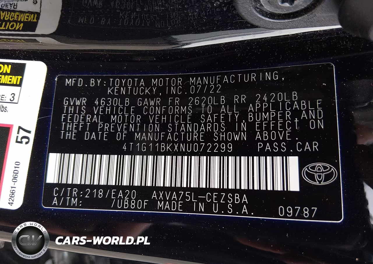 2022 Toyota Camry Se Awd VIN:4T1G11BKXNU072299 - 9