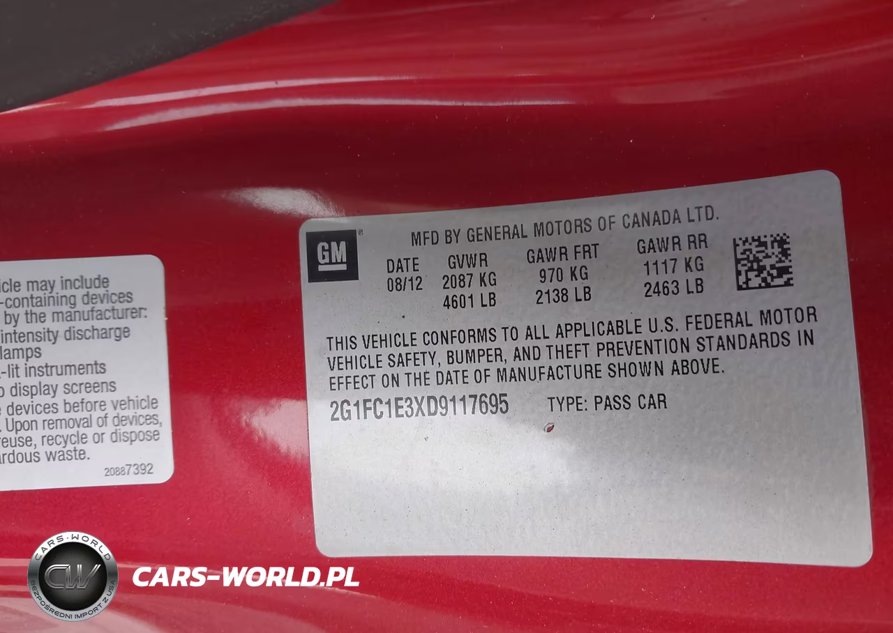 2013 Chevrolet Camaro 2Lt VIN:2G1FC1E3XD9117695 - 9