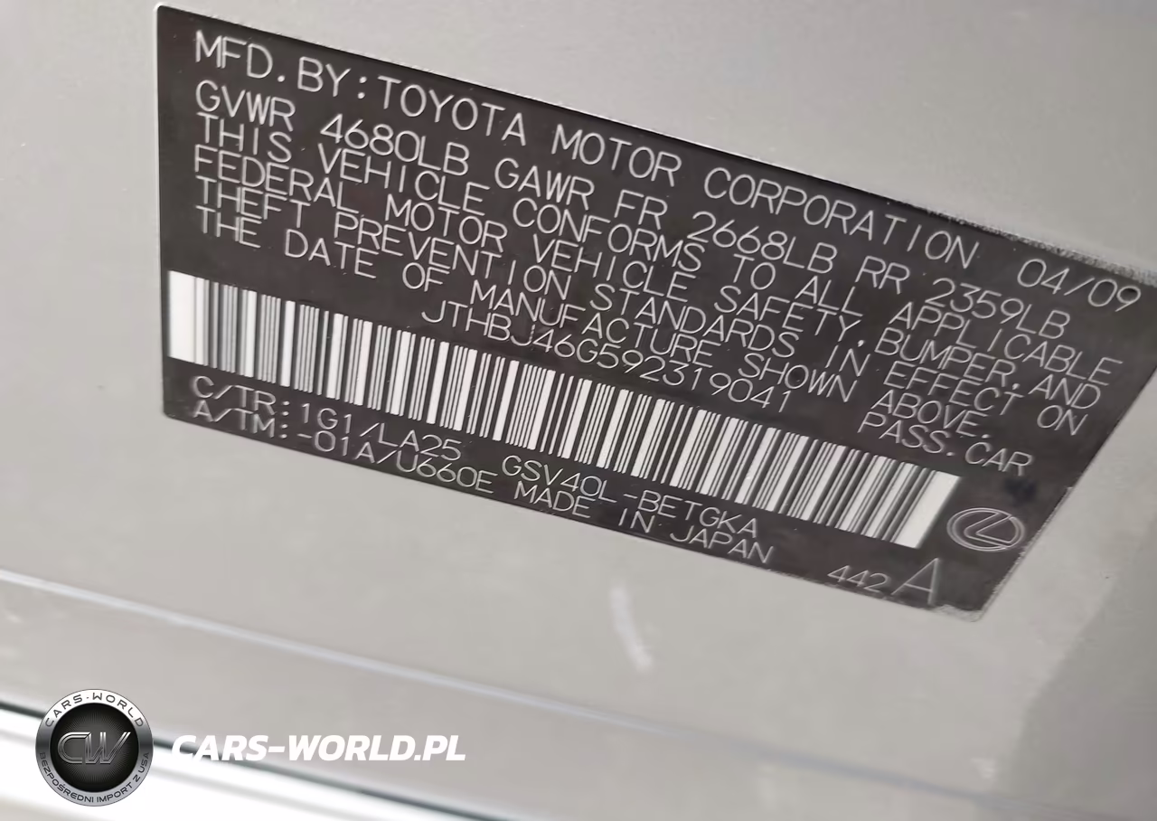 2009 Lexus Es 350 VIN:JTHBJ46G592319041 - 9
