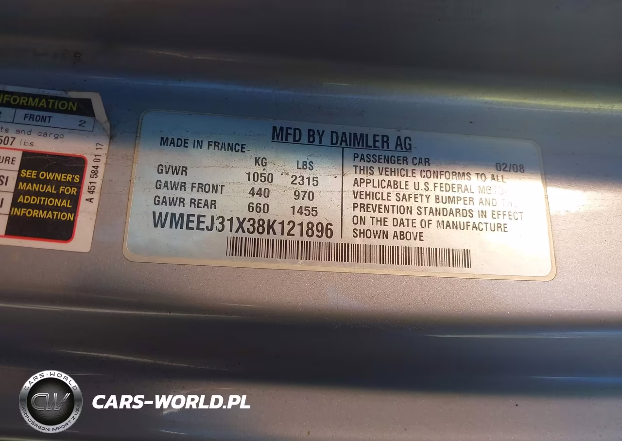 2008 Smart Fortwo Passion-Pure VIN:WMEEJ31X38K121896 - 9
