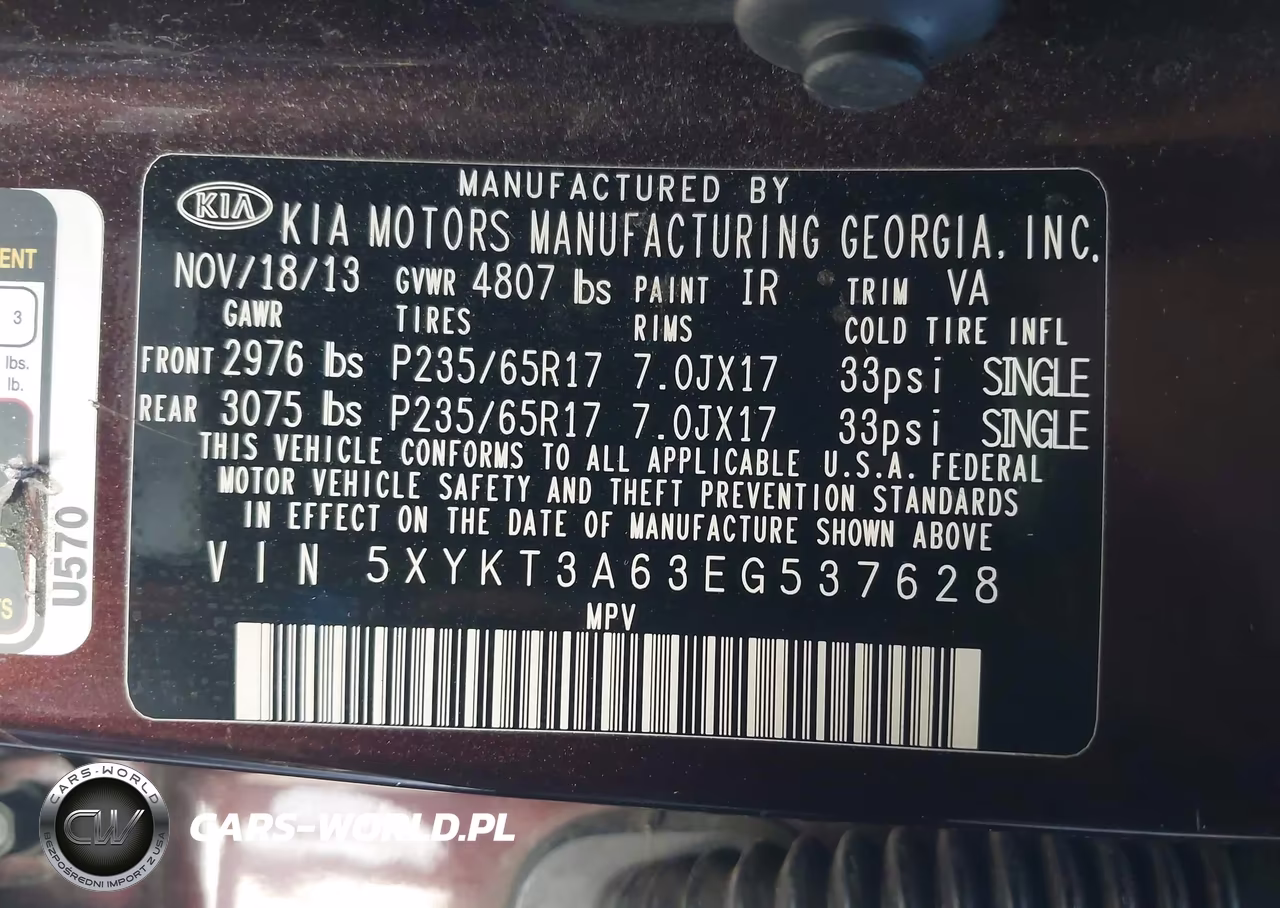 2014 Kia Sorento Lx VIN:5XYKT3A63EG537628 - 9
