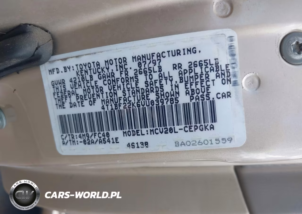 1997 Toyota Camry Xle V6 VIN:4T1BF22K6VU039785 - 9