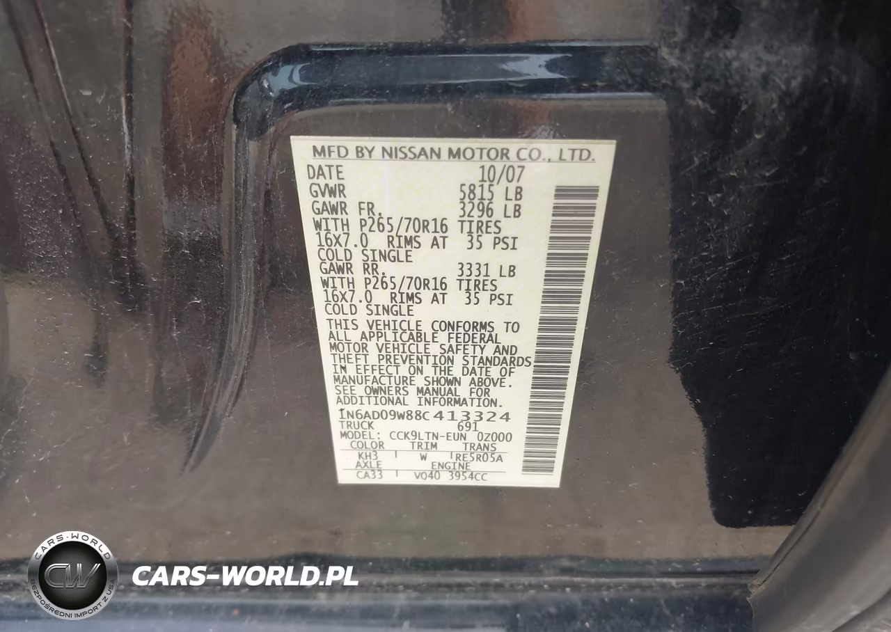 2008 Nissan Frontier Se VIN:1N6AD09W88C413324 - 9