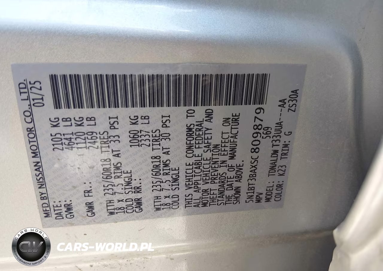 2025 Nissan Rogue Sv Fwd VIN:5N1BT3BAXSC809879 - 9