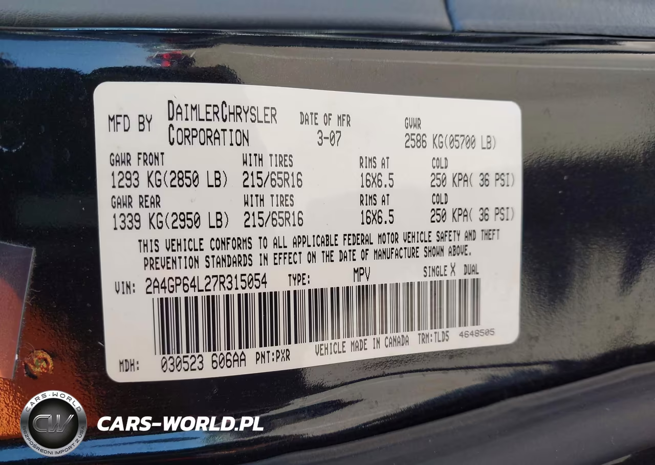 2007 Chrysler Town & Country Limited VIN:2A4GP64L27R315054 - 9