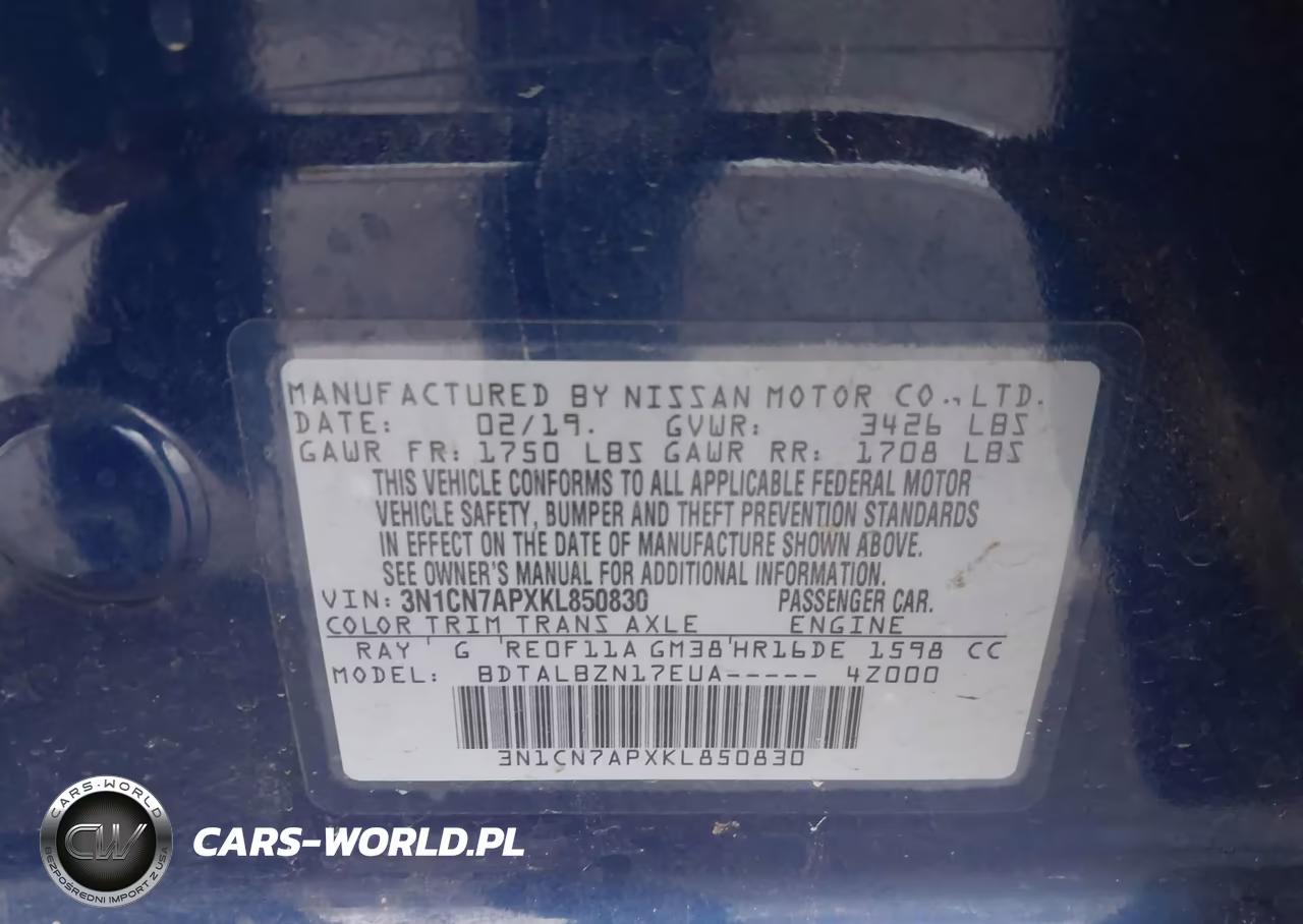 2019 Nissan Versa 1.6 Sv VIN:3N1CN7APXKL850830 - 9
