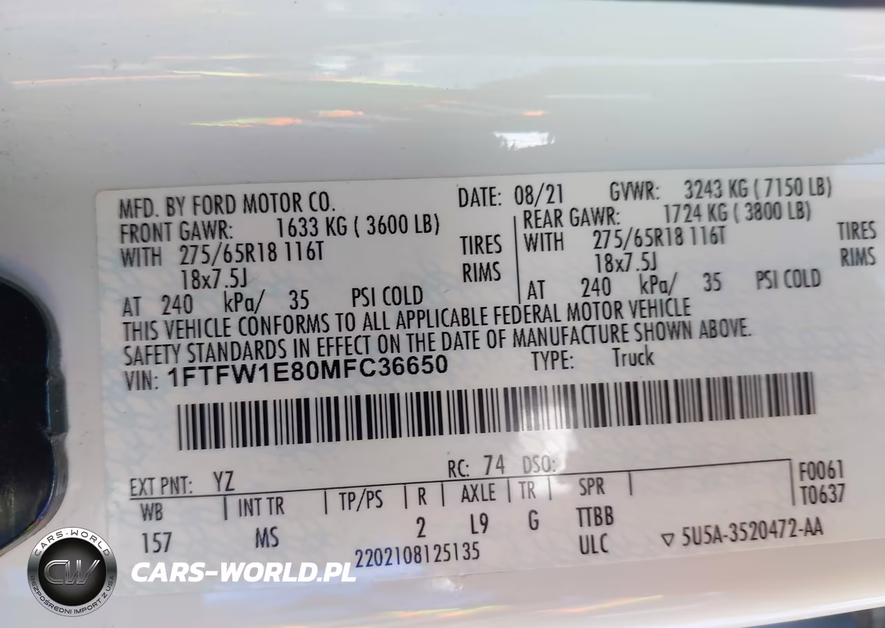 2021 Ford F-150 Xlt VIN:1FTFW1E80MFC36650 - 9