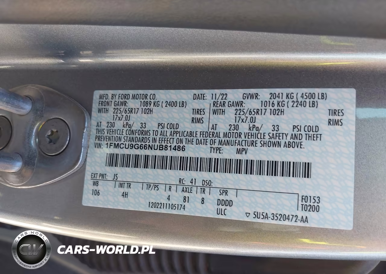 2022 Ford Escape Se VIN:1FMCU9G66NUB81486 - 9