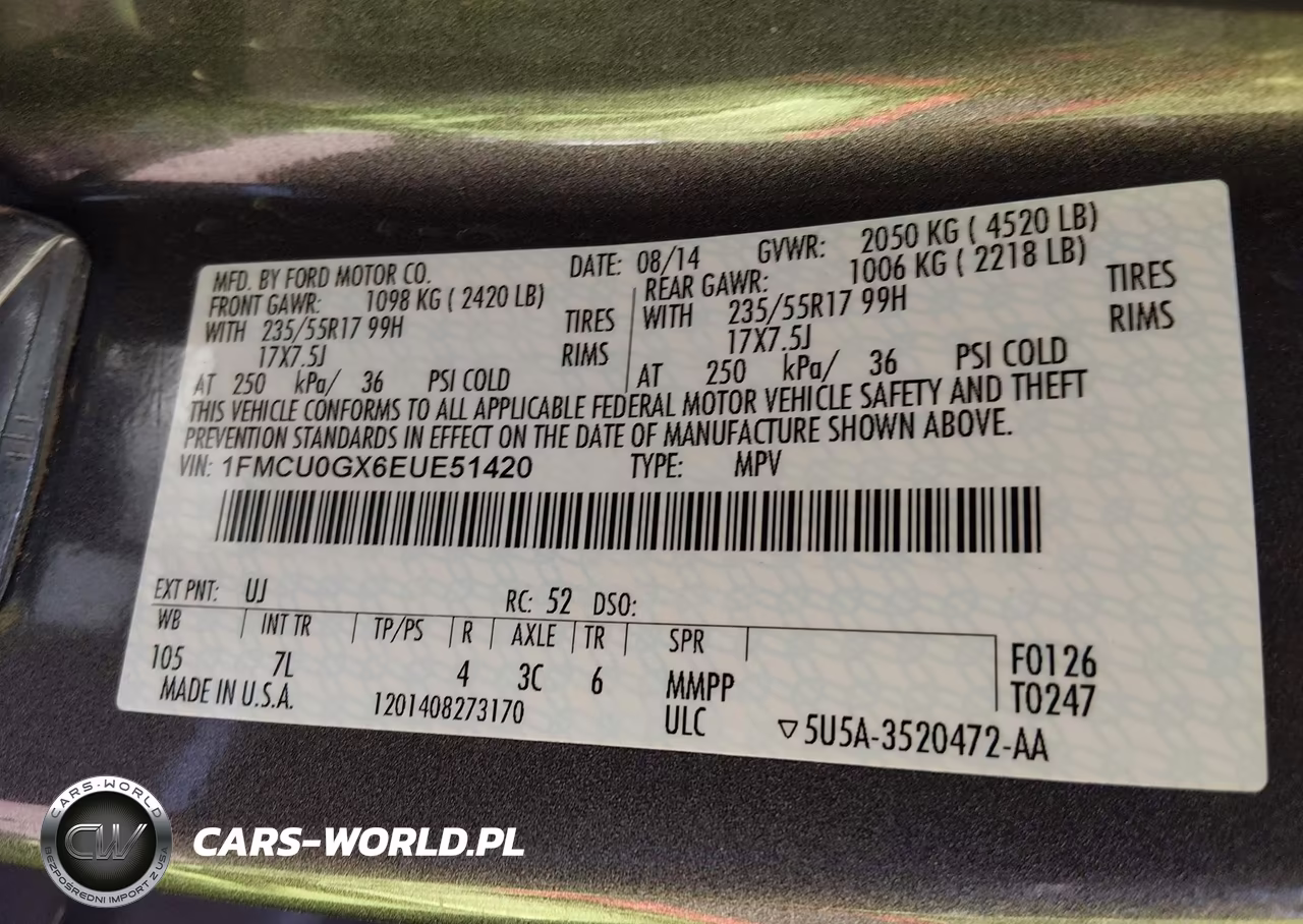 2014 Ford Escape Se VIN:1FMCU0GX6EUE51420 - 9