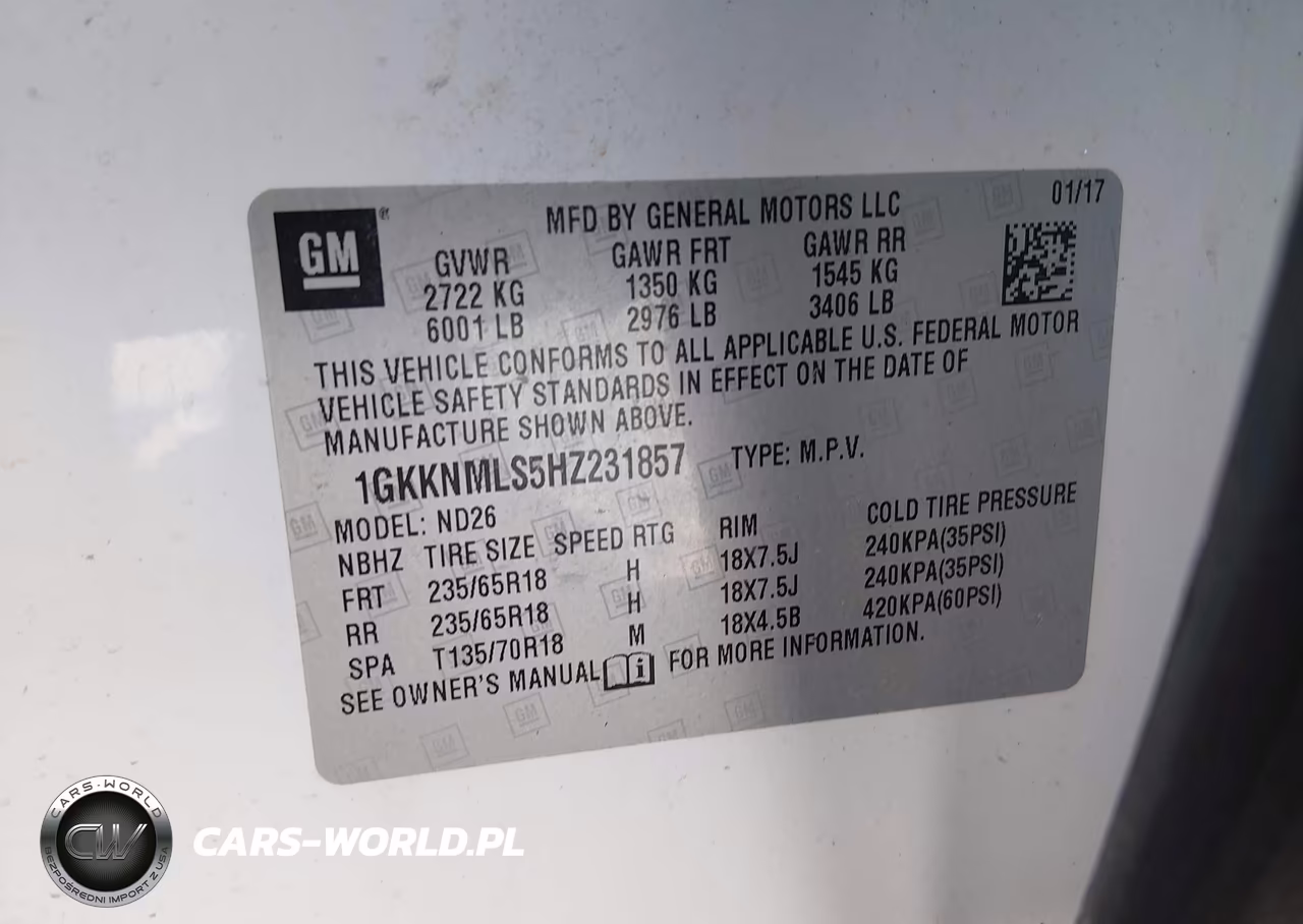2017 GMC Acadia Slt-1 VIN:1GKKNMLS5HZ231857 - 9