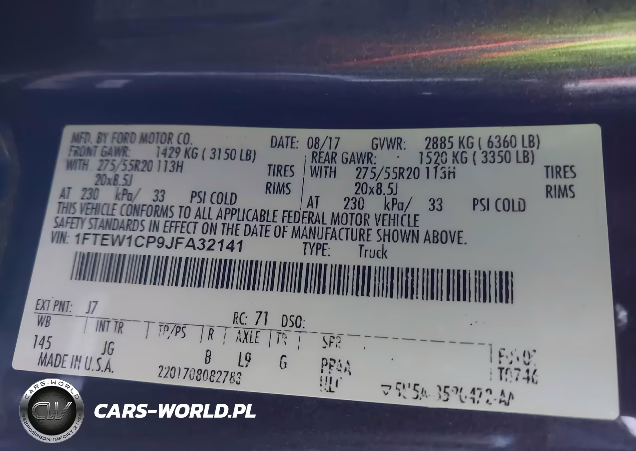 2018 Ford F-150 Xl VIN:1FTEW1CP9JFA32141 - 9