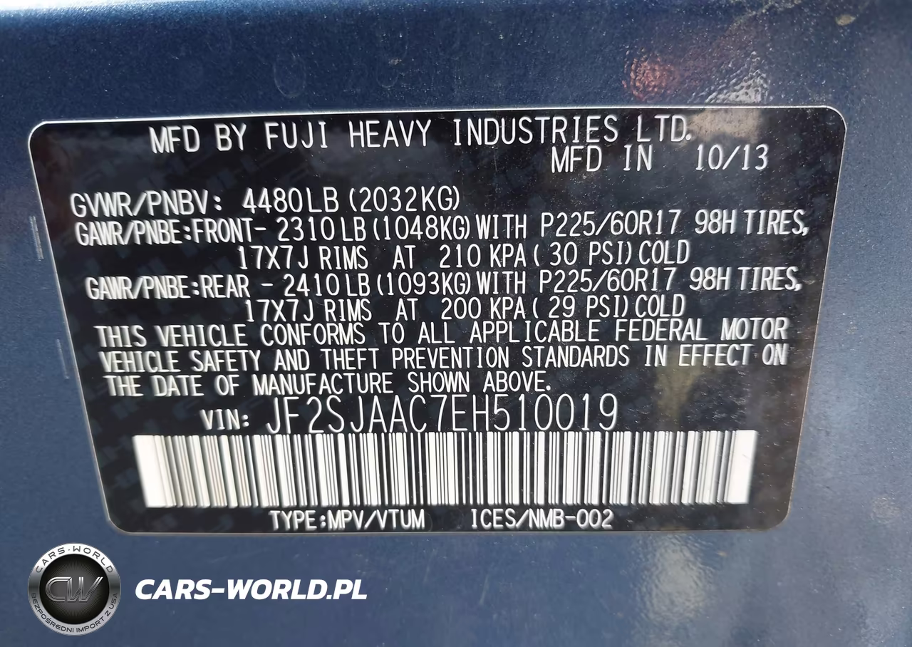 2014 Subaru Forester 2.5I VIN:JF2SJAAC7EH510019 - 9