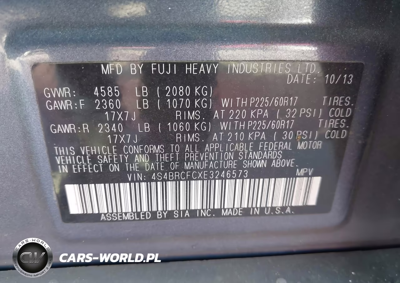 2014 Subaru Outback 2.5I Premium VIN:4S4BRCFCXE3246573 - 9