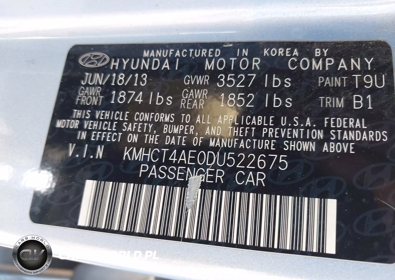 2013 Hyundai Accent Gls VIN:KMHCT4AE0DU522675 - 9