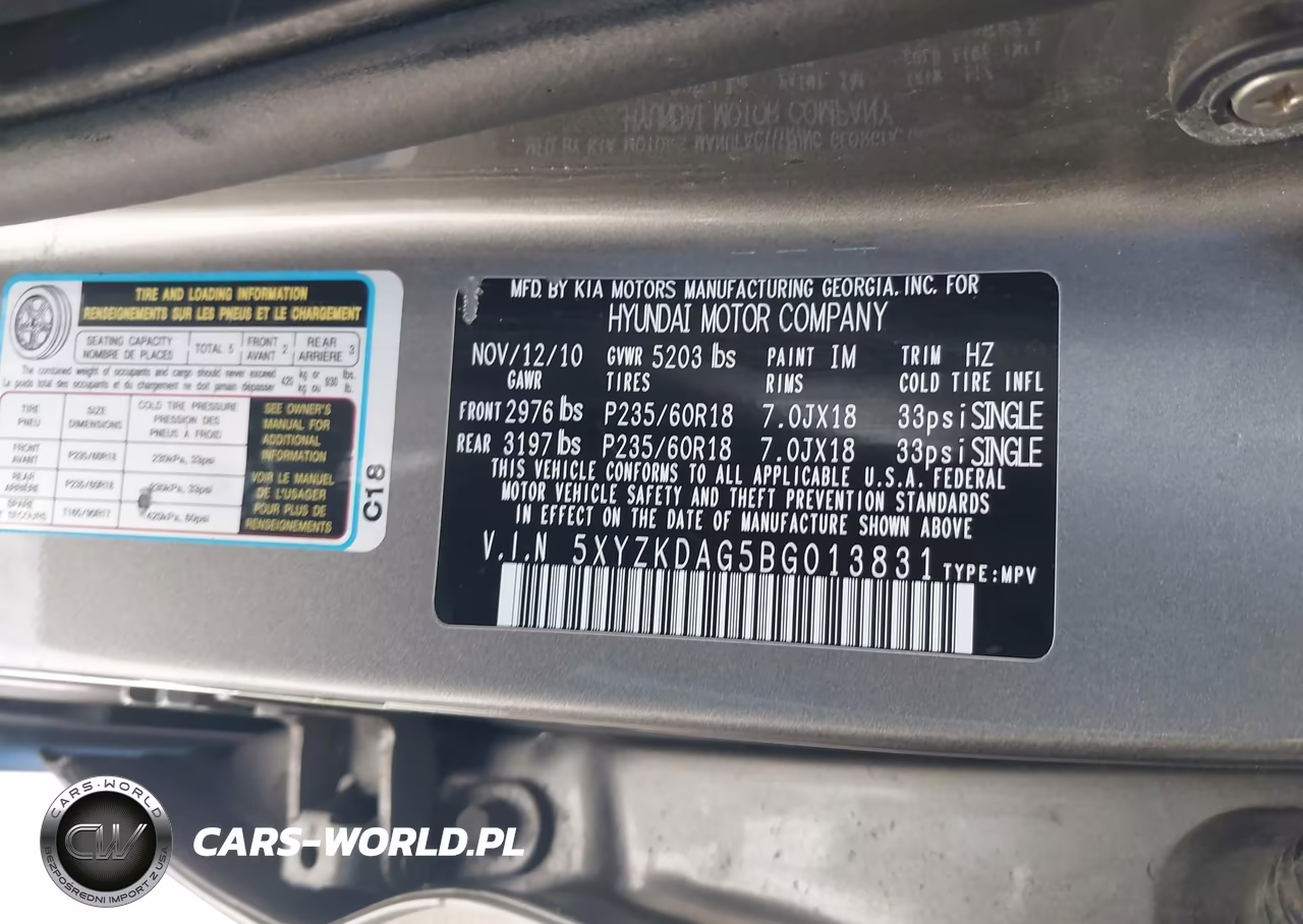 2011 Hyundai Santa Fe Limited V6 VIN:5XYZKDAG5BG013831 - 9