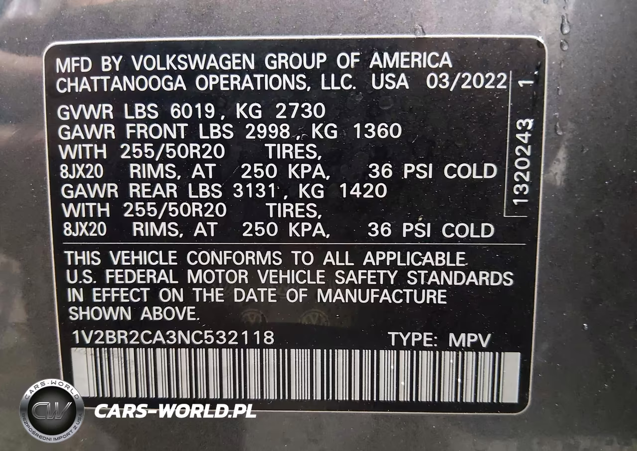 2022 Volkswagen Atlas 3.6L V6 Sel VIN:1V2BR2CA3NC532118 - 9
