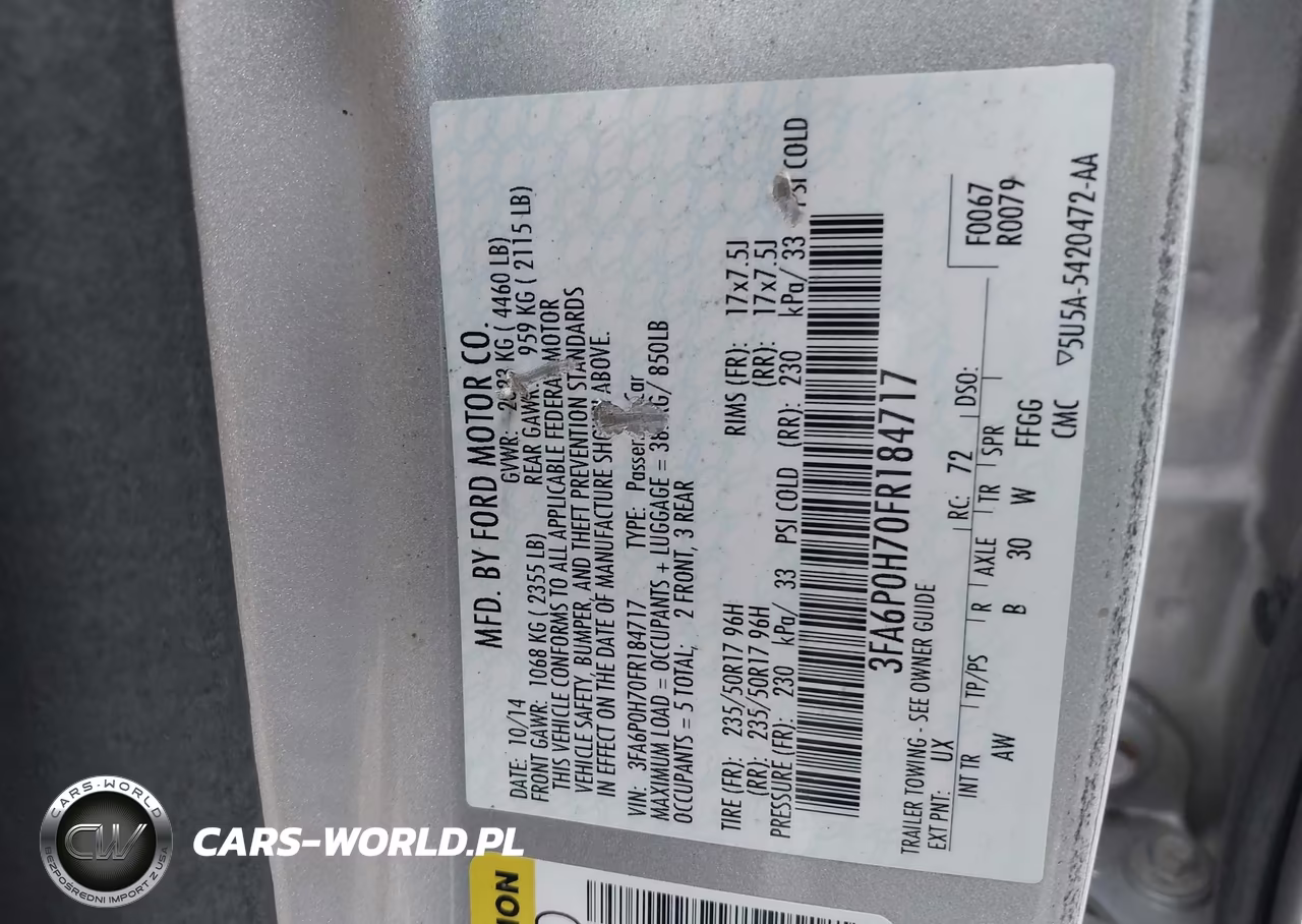 2015 Ford Fusion Se VIN:3FA6P0H70FR184717 - 9