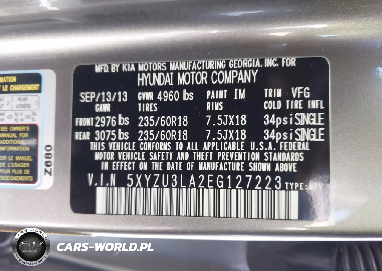 2014 Hyundai Santa Fe Sport 2.0L Turbo VIN:5XYZU3LA2EG127223 - 9