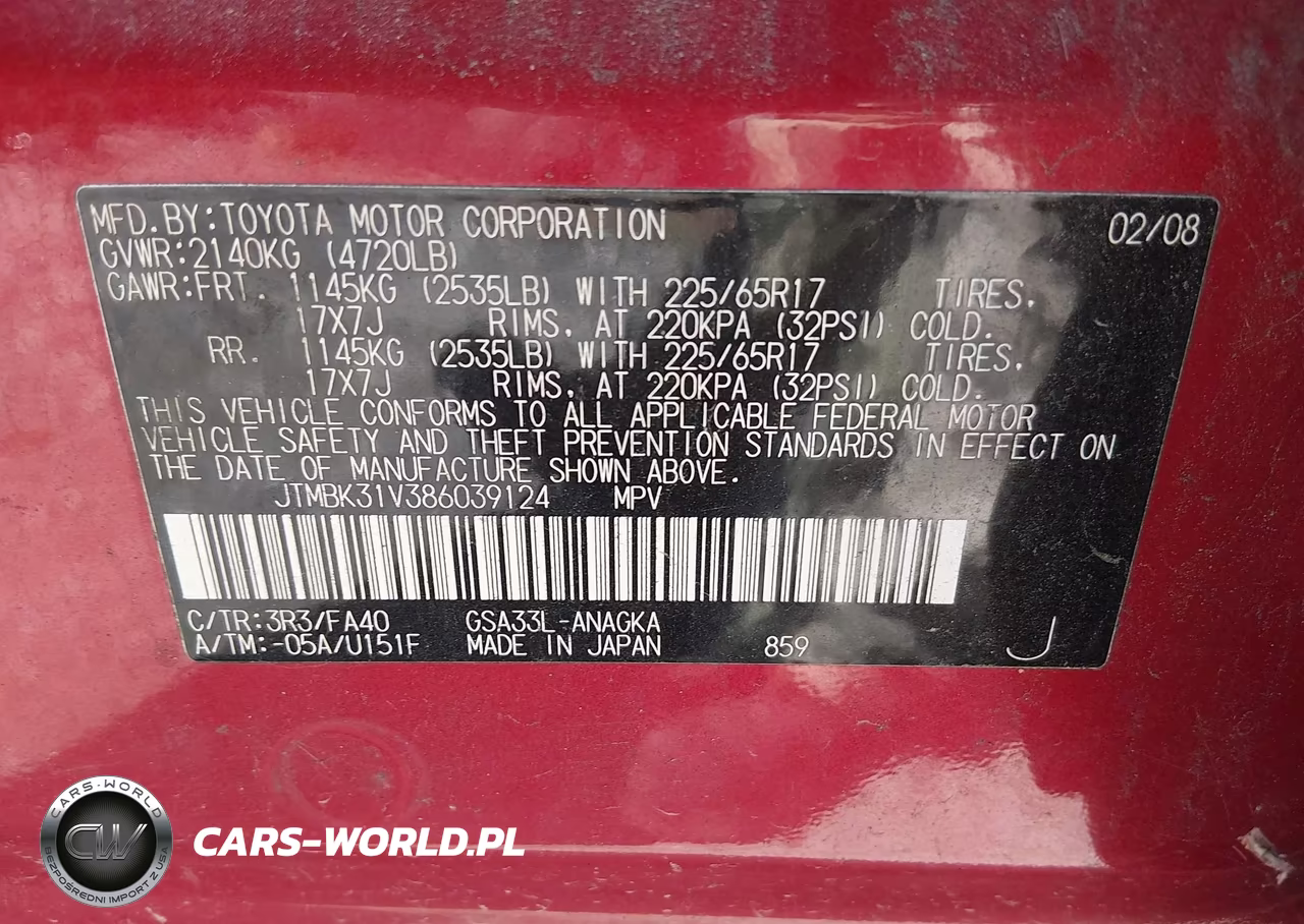 2008 Toyota Rav4 Ltd VIN:JTMBK31V386039124 - 9