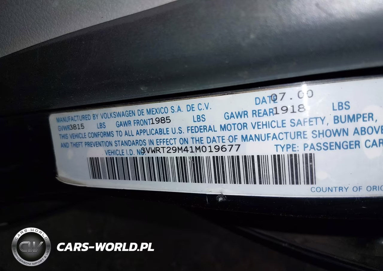 2001 Volkswagen Jetta Gl VIN:3VWRT29M41M019677 - 9