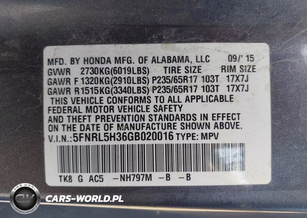 2016 Honda Odyssey Se VIN:5FNRL5H36GB020016 - 9