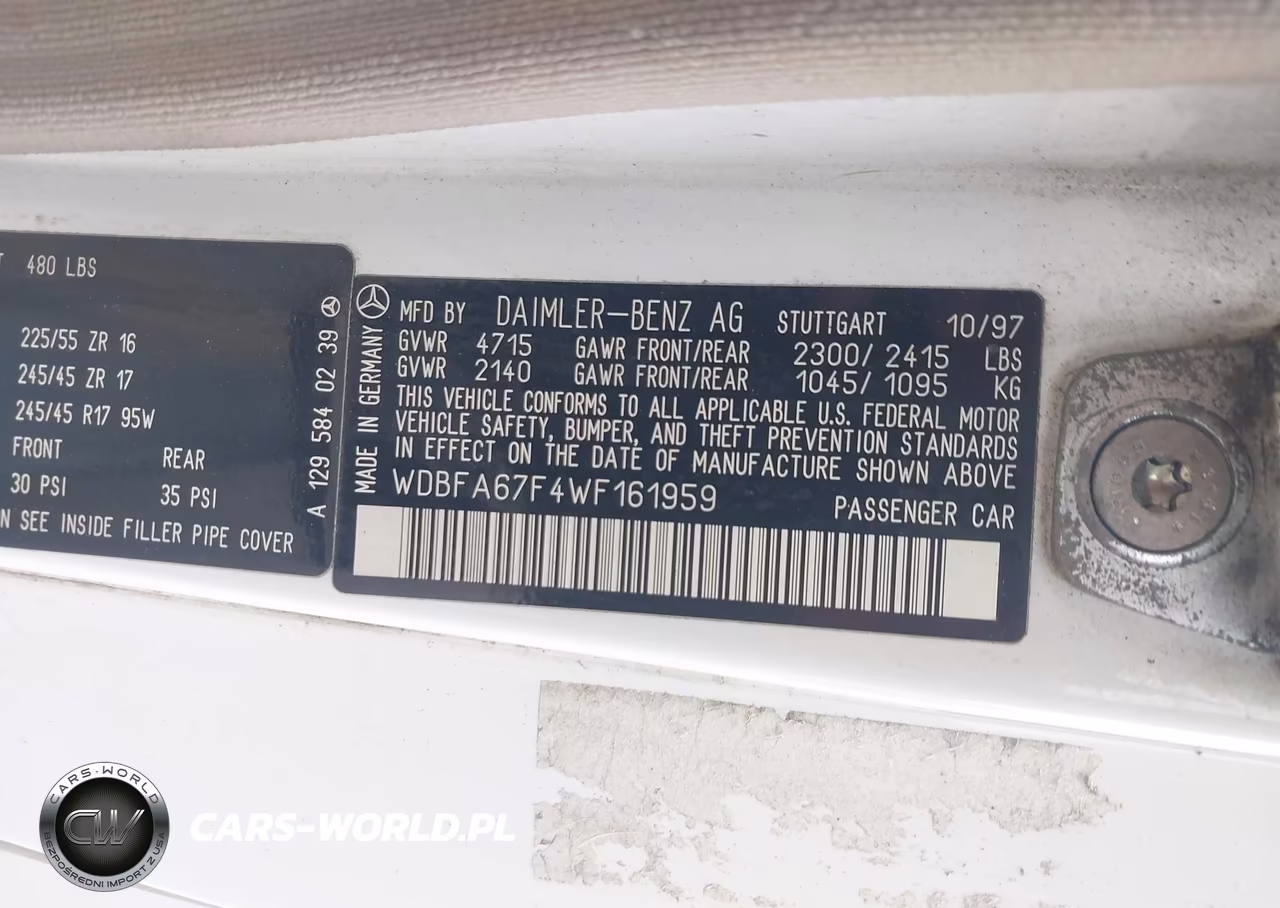 1998 Mercedes-Benz Sl 500 VIN:WDBFA67F4WF161959 - 9
