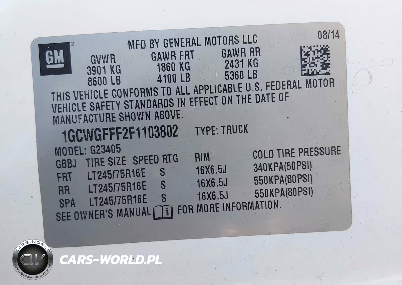 2015 Chevrolet Express 2500 Work Van VIN:1GCWGFFF2F1103802 - 9