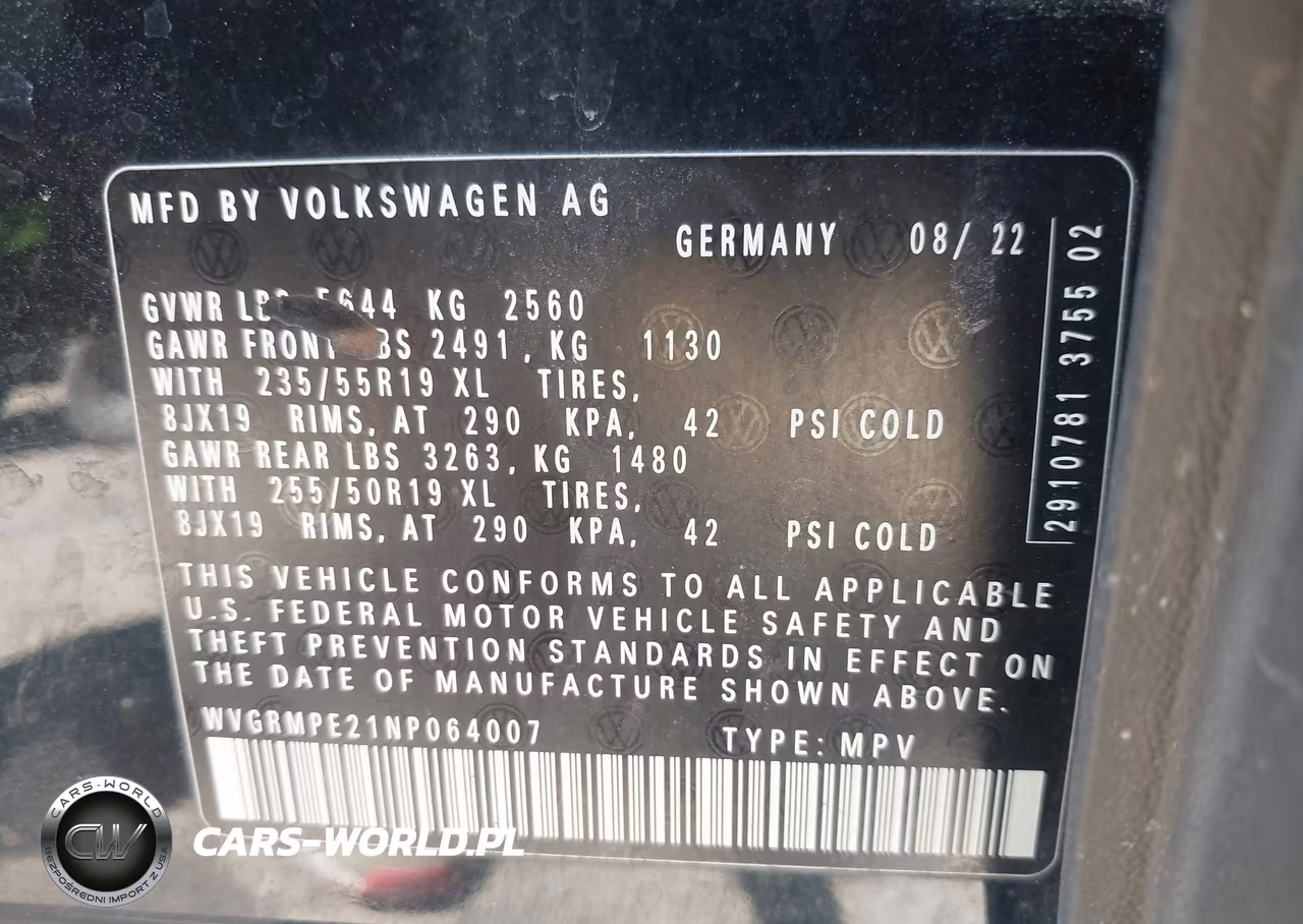 2022 Volkswagen Id.4 Pro VIN:WVGRMPE21NP064007 - 9