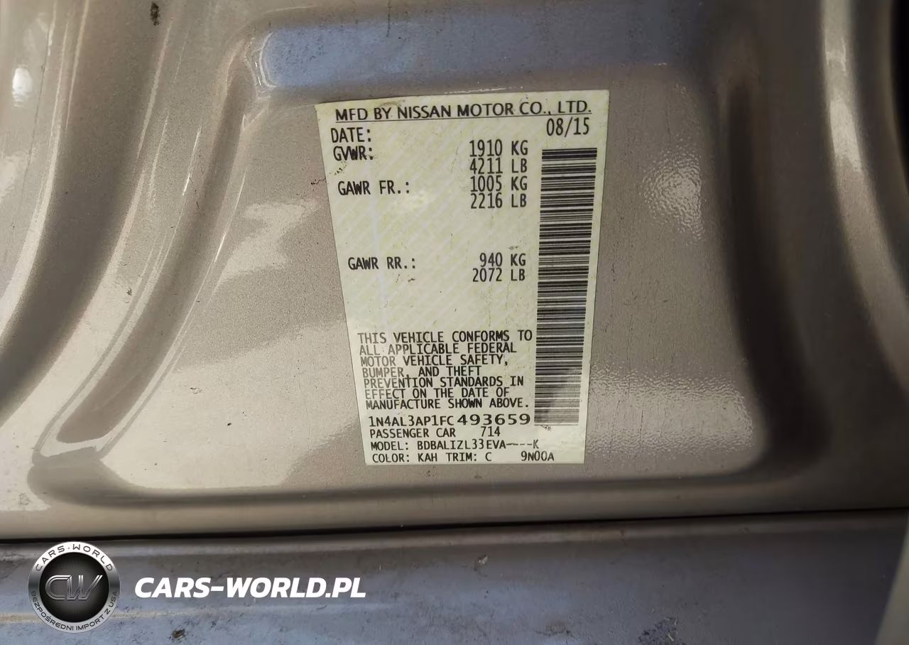 2015 Nissan Altima 2.5 Sv VIN:1N4AL3AP1FC493659 - 9