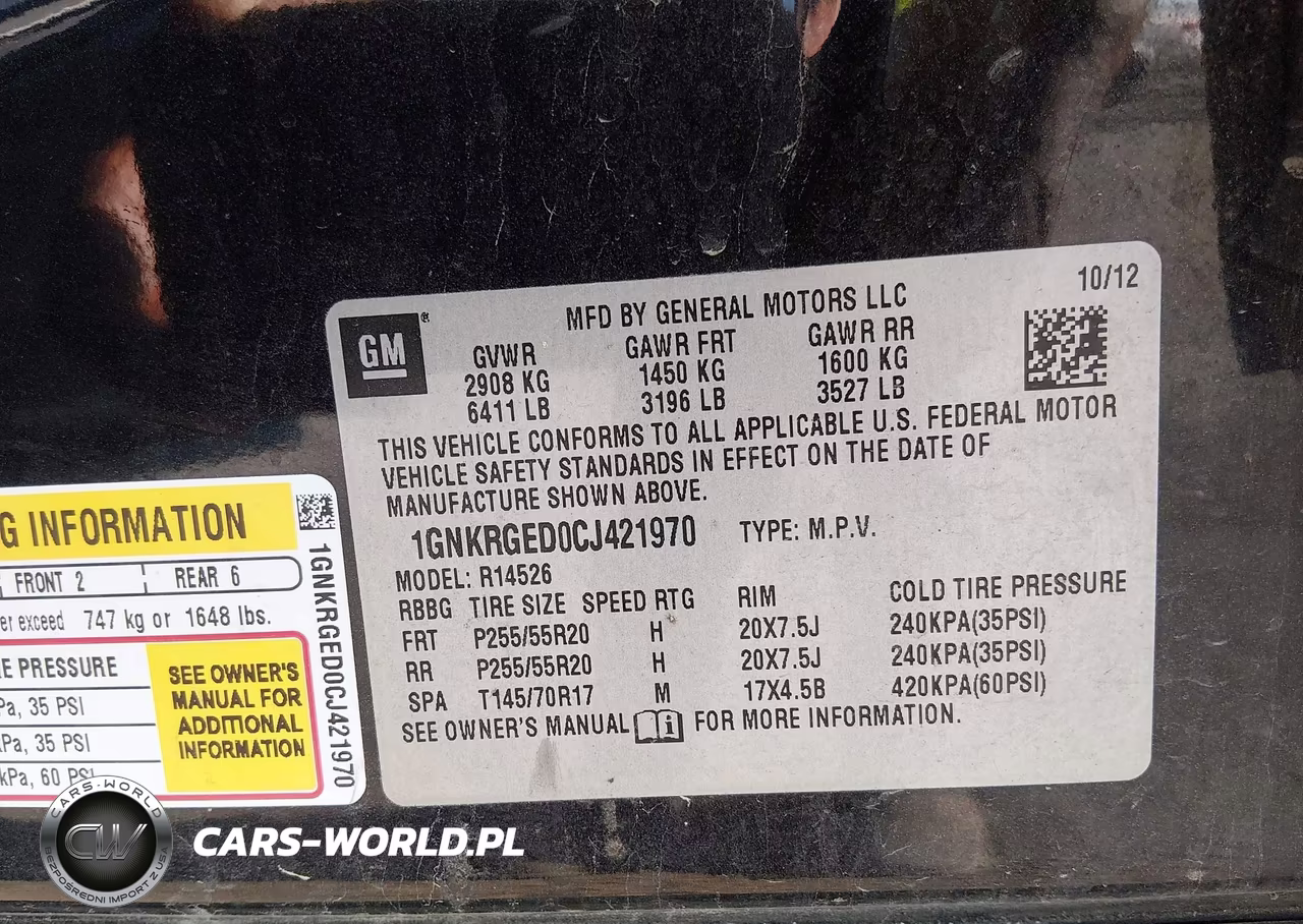 2012 Chevrolet Traverse Lt W-1Lt VIN:1GNKRGED0CJ421970 - 9