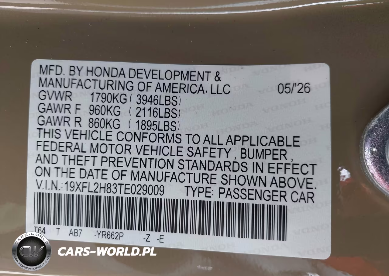 2026 Honda Civic Sport VIN:19XFL2H83TE029009 - 9