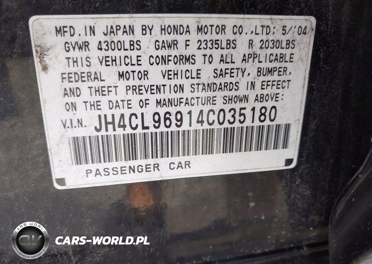 2004 Acura Tsx VIN:JH4CL96914C035180 - 9