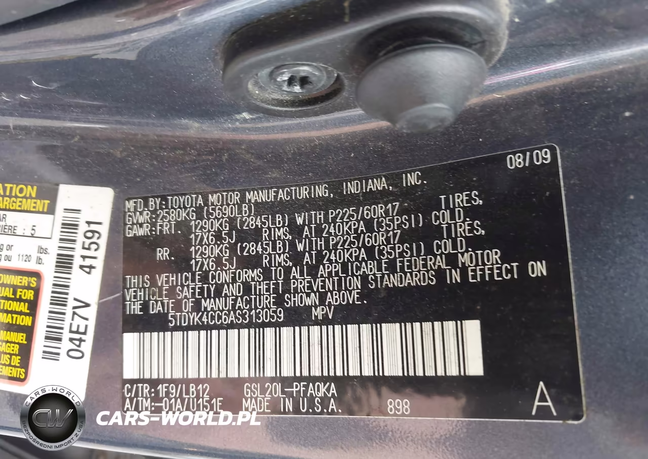 2010 Toyota Sienna Xle VIN:5TDYK4CC6AS313059 - 9