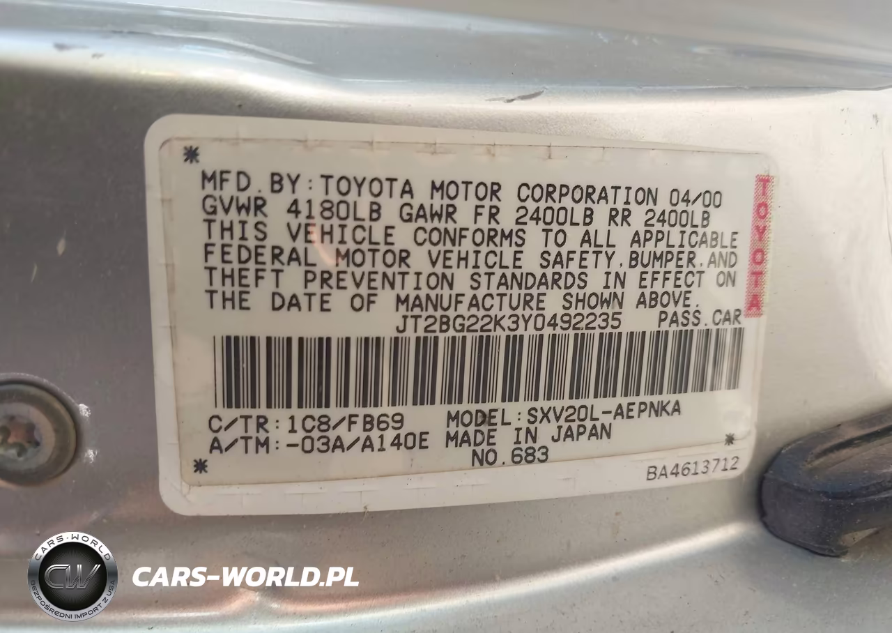 2000 Toyota Camry Le VIN:JT2BG22K3Y0492235 - 9