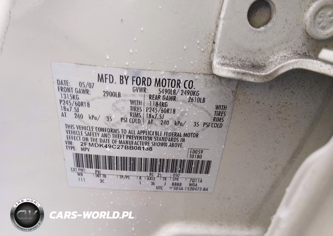 2007 Ford Edge Sel Plus VIN:2FMDK49C27BB08138 - 9
