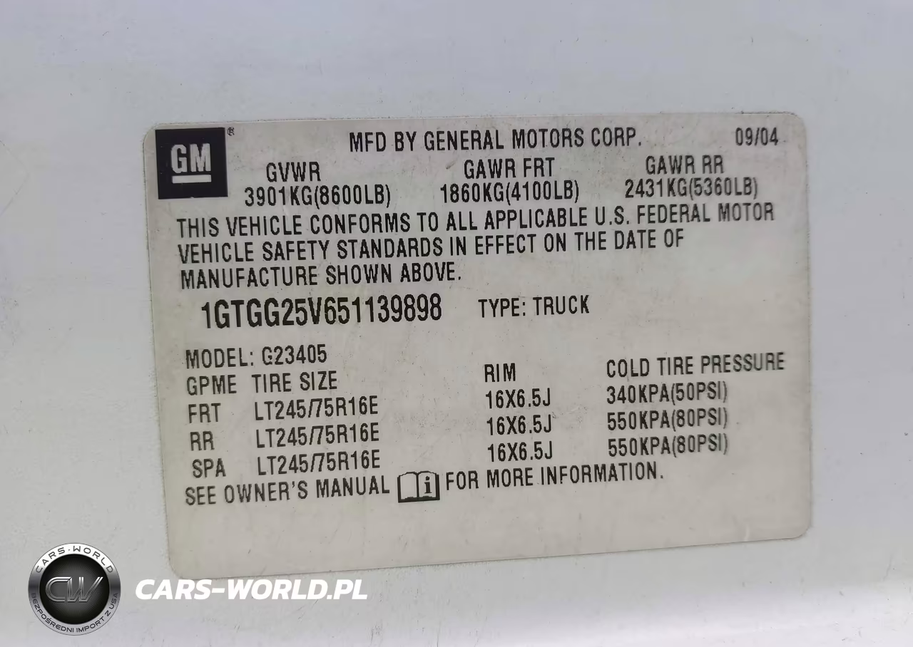 2005 GMC Savana Standard VIN:1GTGG25V651139898 - 9
