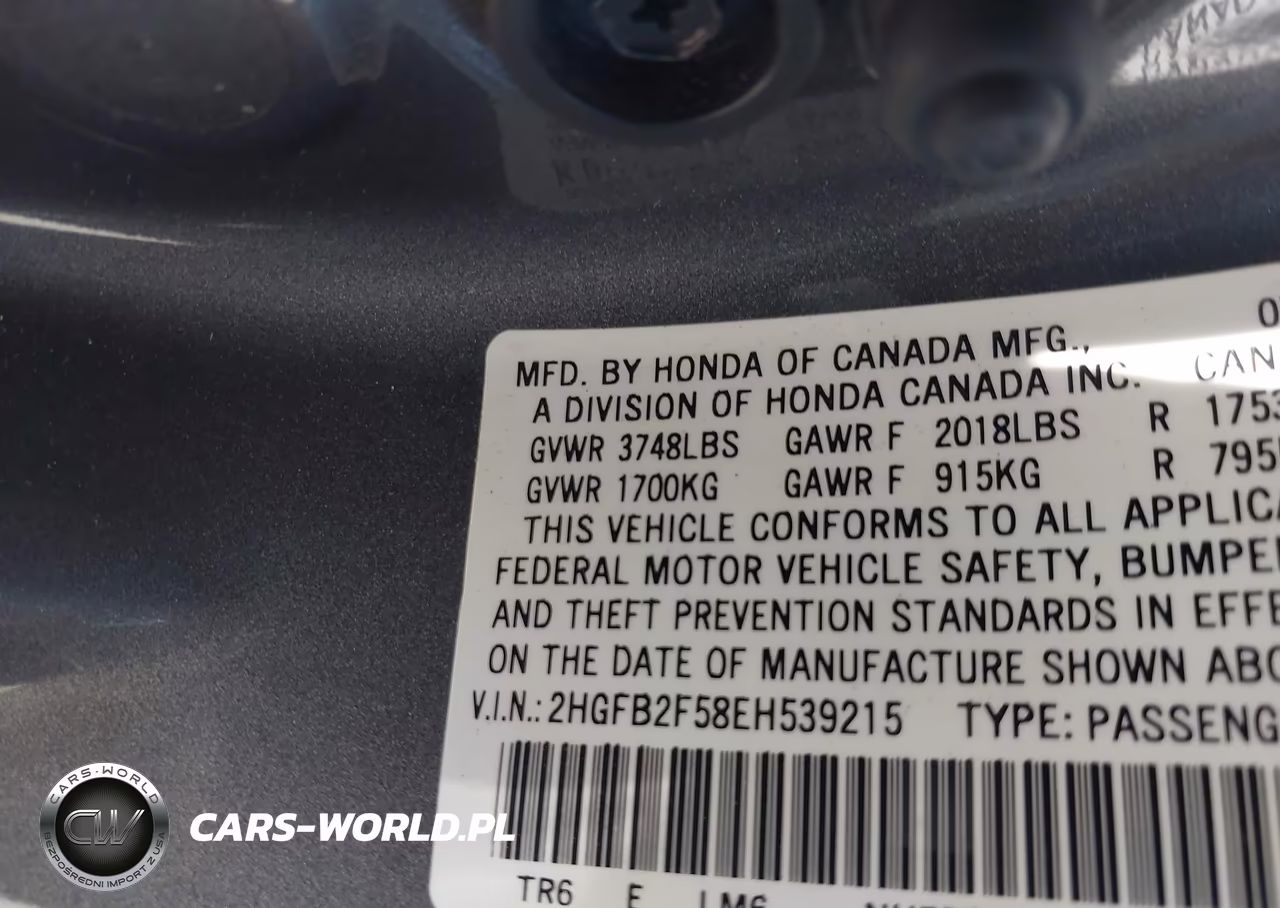 2014 Honda Civic Lx VIN:2HGFB2F58EH539215 - 9