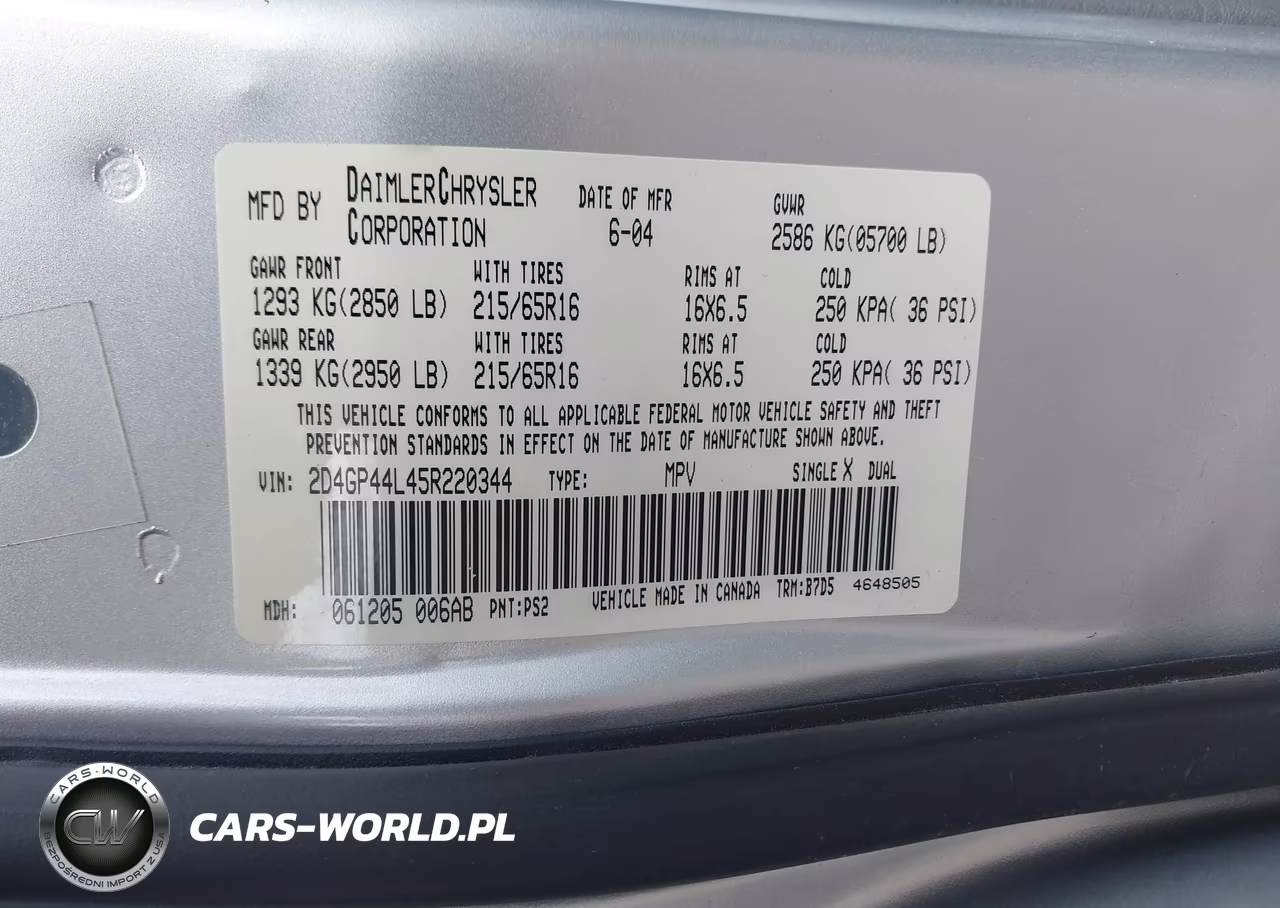 2005 Dodge Caravan Sxt VIN:2D4GP44L45R220344 - 9
